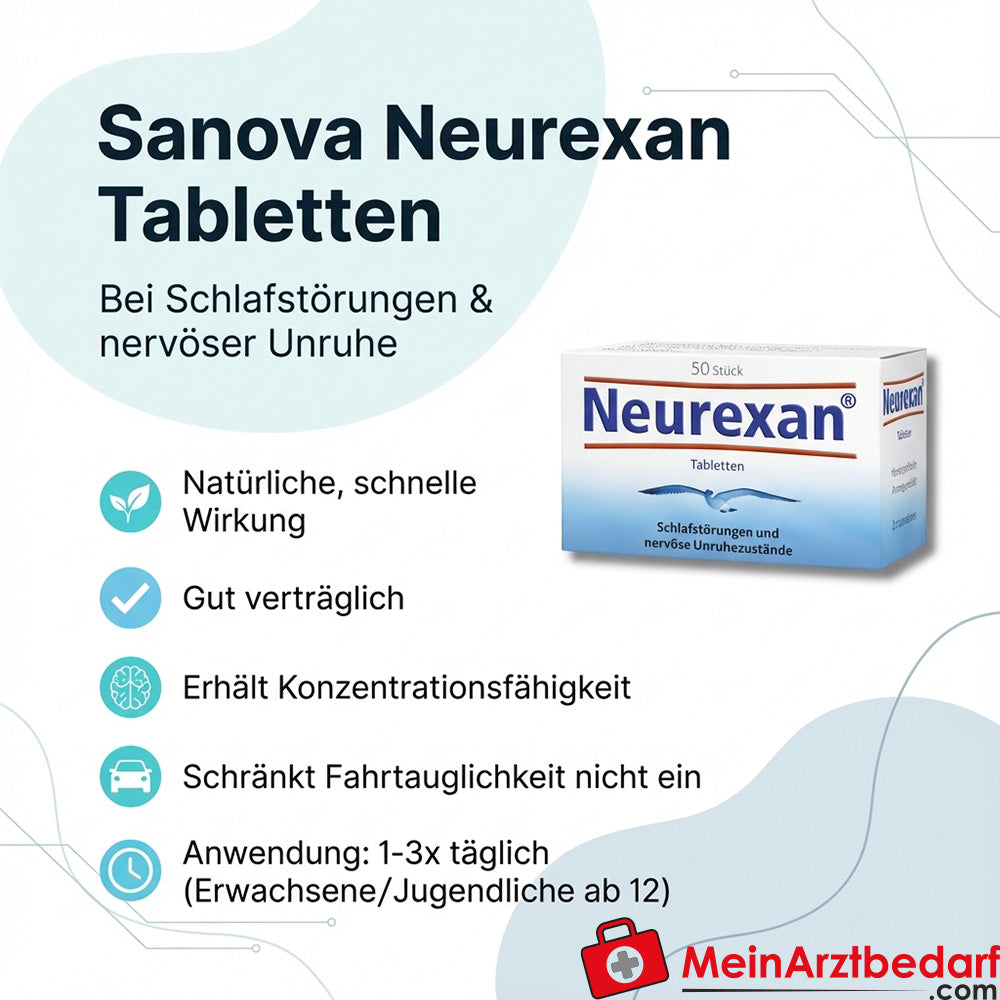 Sanova Neurexan Tabletten 50 Stk. – Homöopathisches Beruhigungs- und Schlafmittel bei nervöser Unruhe
