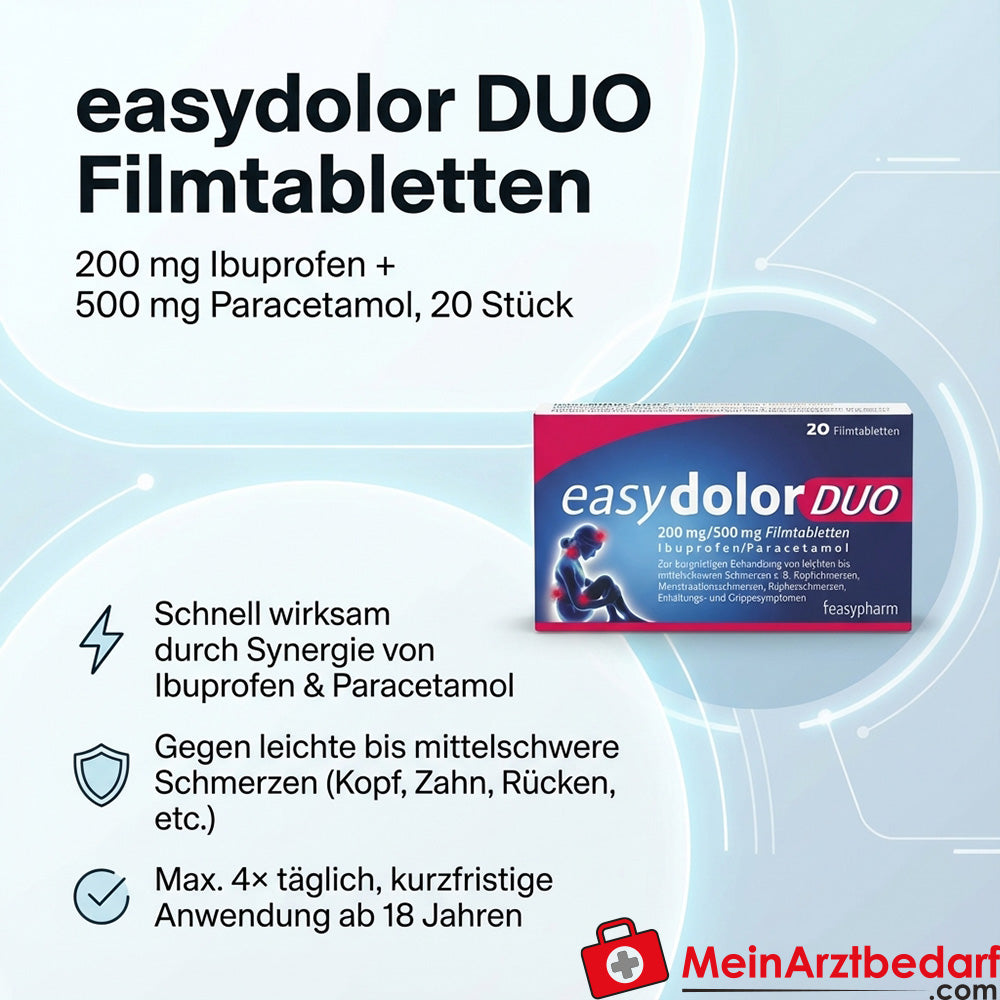 EAS02 Easydolor DUO filmomhulde tabletten 200 mg ibuprofen + 500 mg paracetamol, 20 st.