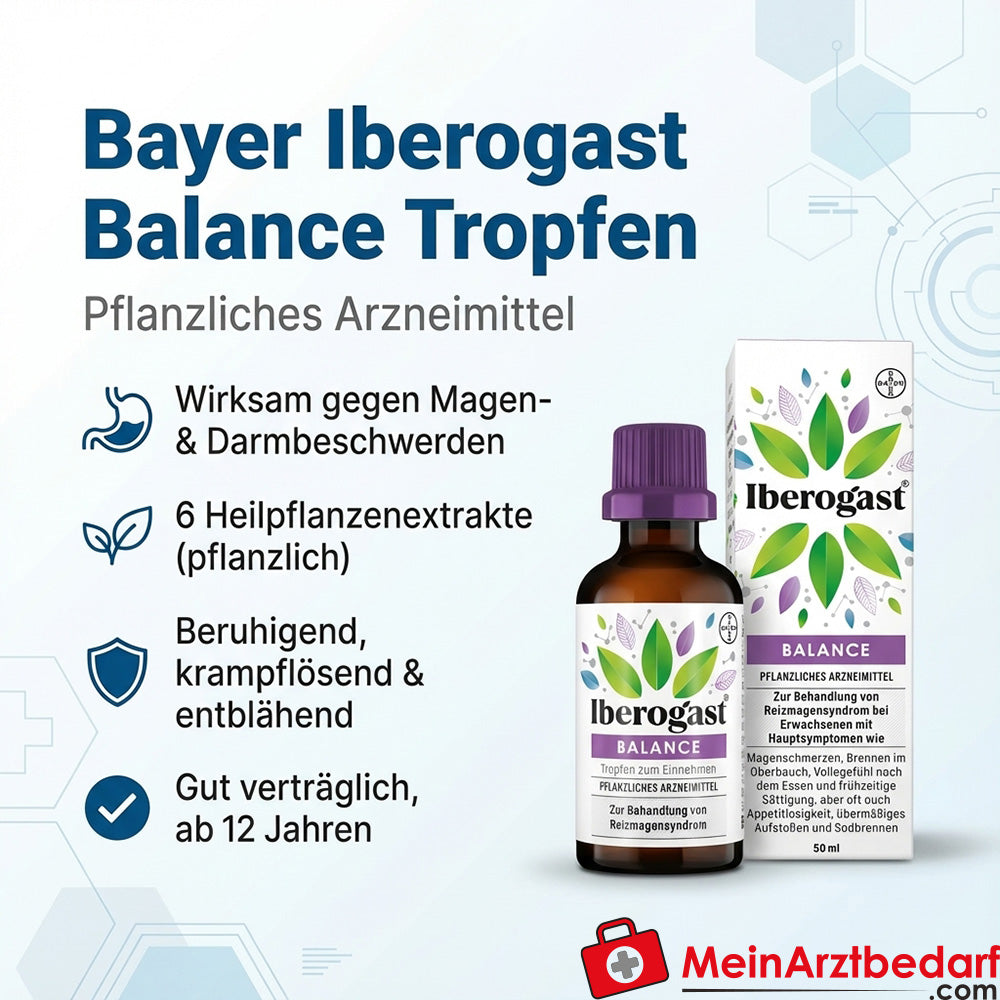 Bayer Iberogast Balance gouttes 20 ml, médicament à base de plantes contre les troubles gastriques et intestinaux