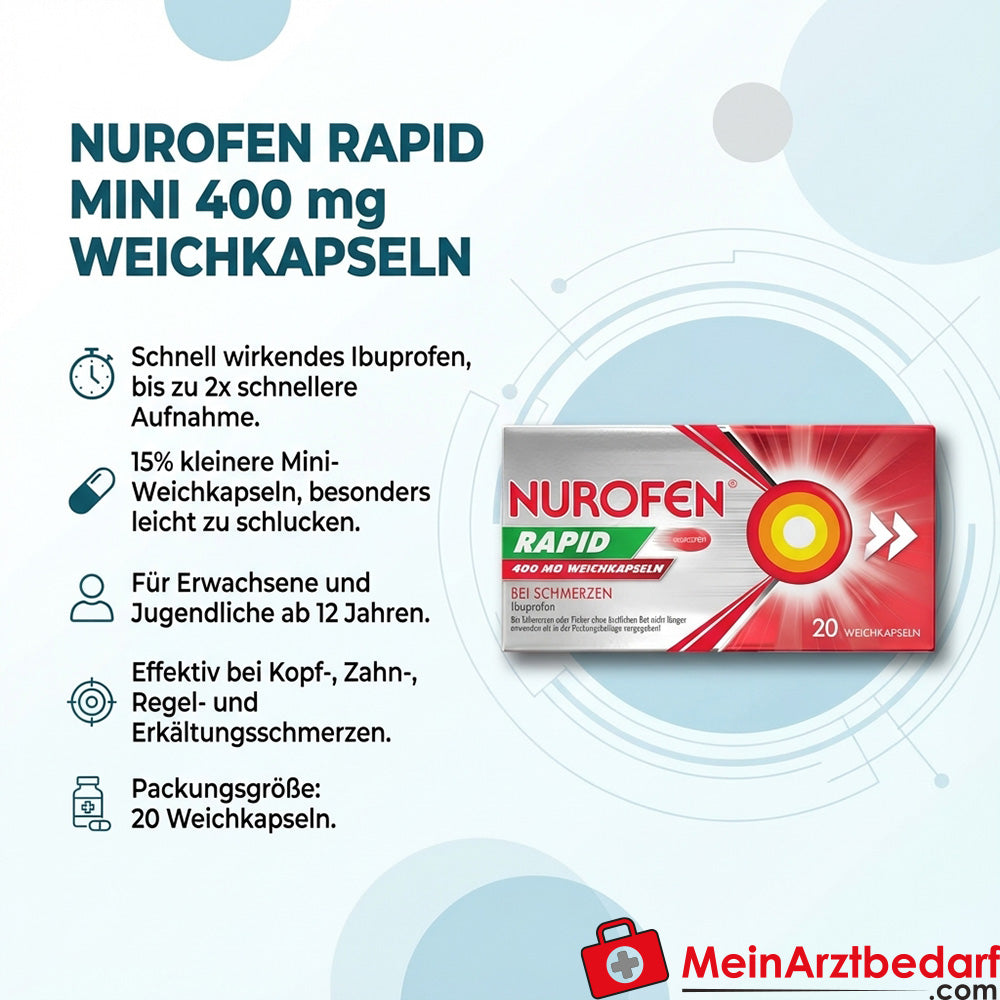 Nurofen Rapid Mini 400 mg capsules molles 20 pcs. analgésique rapide dès 12 ans