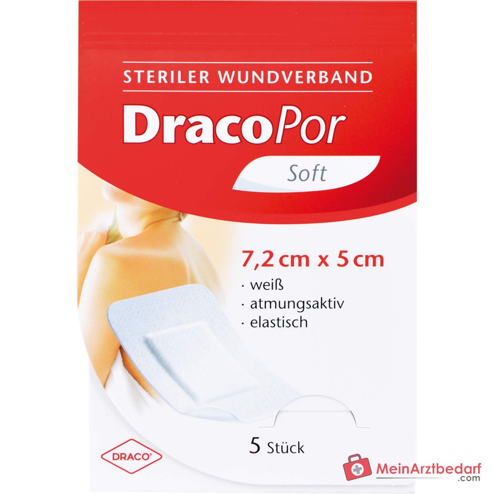 DracoPor Opatrunek na ranę Miękki jednostronnie przylepny sterylny 7,2 x 5 cm