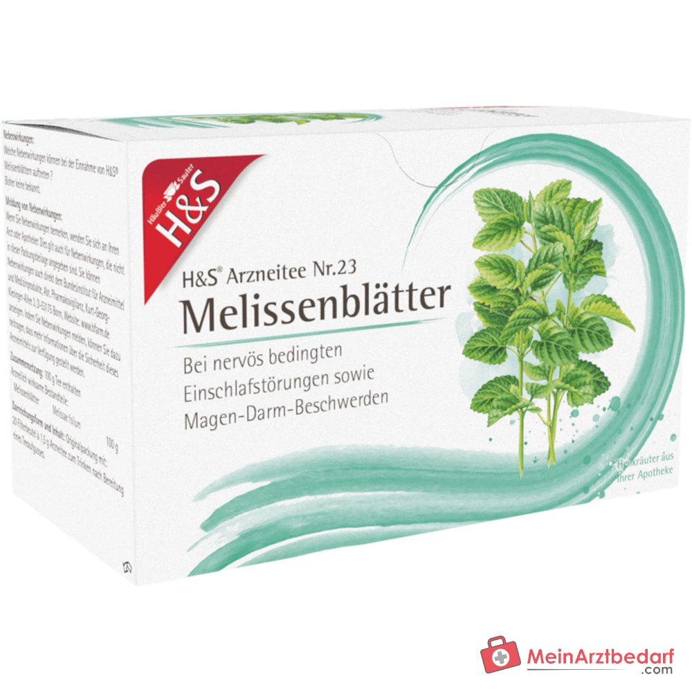 H&S Feuilles de mélisse n° 23 Mélisse en sachets de thé, paquet de 20 x 1,5 g
