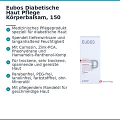 Eubos Diabetische Haut Pflege Körperbalsam Carnosin / Zink-PCA / Pheohydrane / Urea / Lactat / Glycerin / Hamamelis / Panthenol / Bisabolol / Allantoin / Mandelöl Lotion, 150 ml.