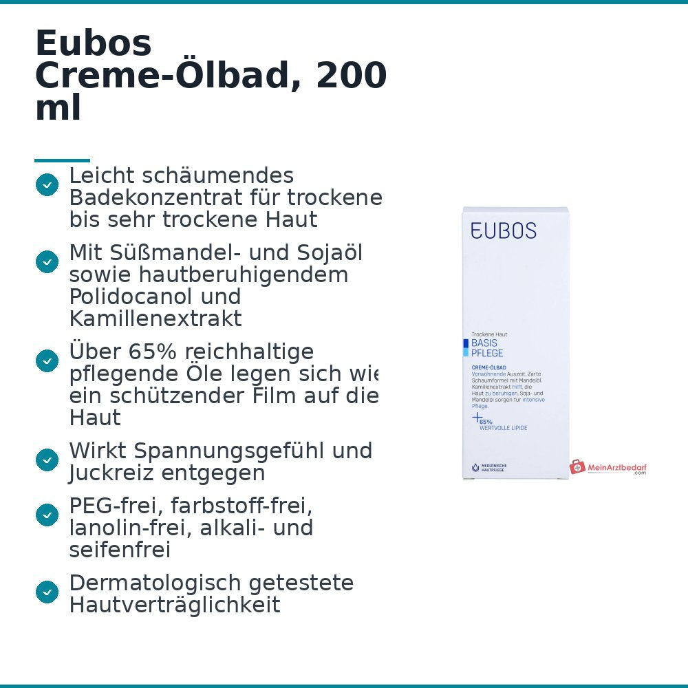 Eubos Creme Ölbad Süßmandelöl / Sojaöl / Polidocanol / Kamillenextrakt Bad, 200 ml.