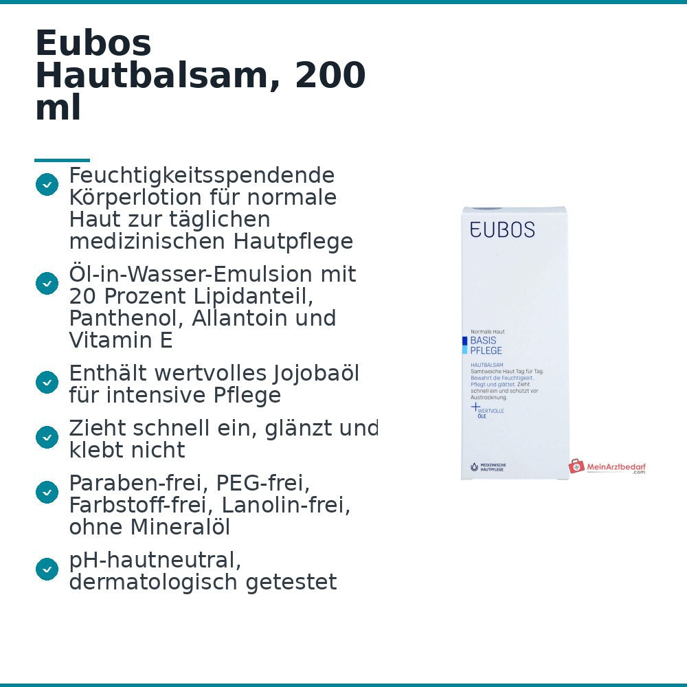 Eubos Hautbalsam Panthenol / Allantoin / Vitamin E / Jojobaöl Balsam, 200 ml.