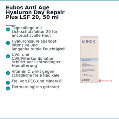 Eubos Anti Age Hyaluron Repair Filler Day Plus Hyaluronsäure / Vitamin C Tagescreme mit LSF 20, 50 ml.