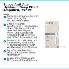 Eubos Anti Age Hyaluron Deep Effect Hyaluronsaeure / Ectoin Ampullen, 7 x 2 ml.