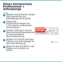 Elmex Kariesschutz Professional Zahnspange Arginin / Natriummonofluorphosphat Zahnpasta, 75 ml.