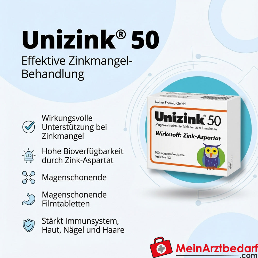 Unizink 50 compresse rivestite con film 50,39 mg zinco bis(idrogeno-DL-aspartato)