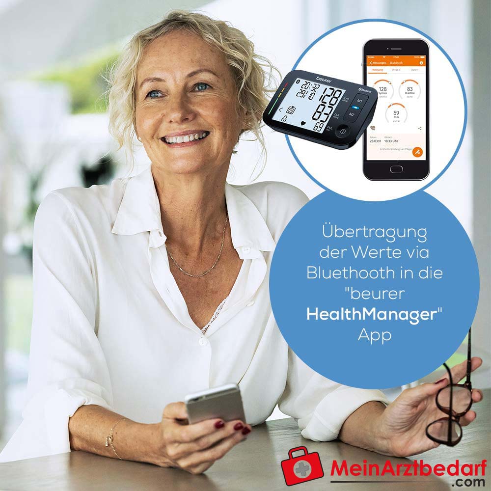 Beurer BM 54 Bluetooth-Oberarm-Blutdruckmessgerät.