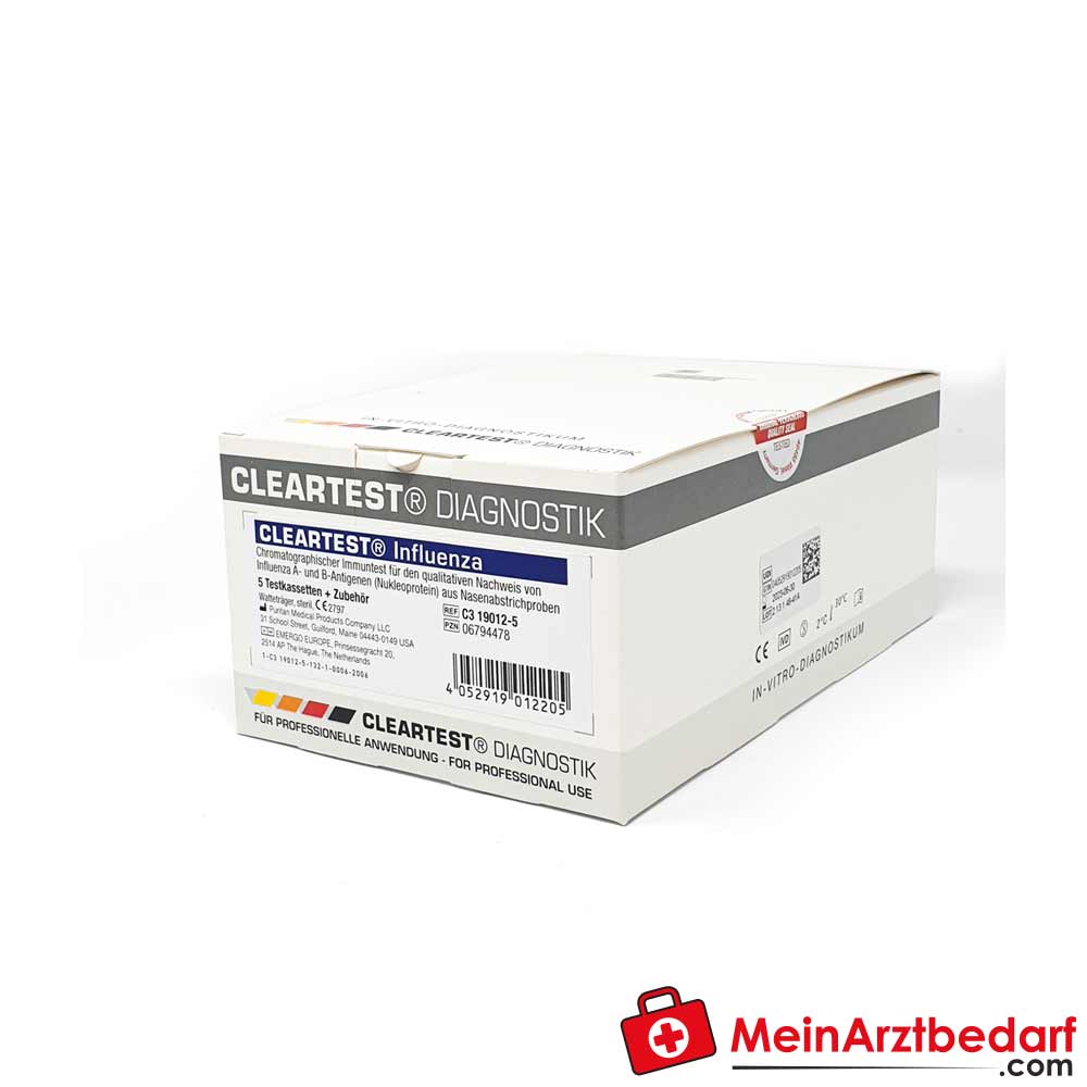 Cleartest Influenza A+B Antigen-Schnelltest, 5 Tests.