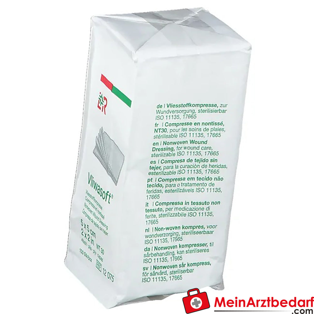 Vliwasoft® Vliesstoffkompresse 5 cm x 5 cm 4 lagig unsteril, 100 St..