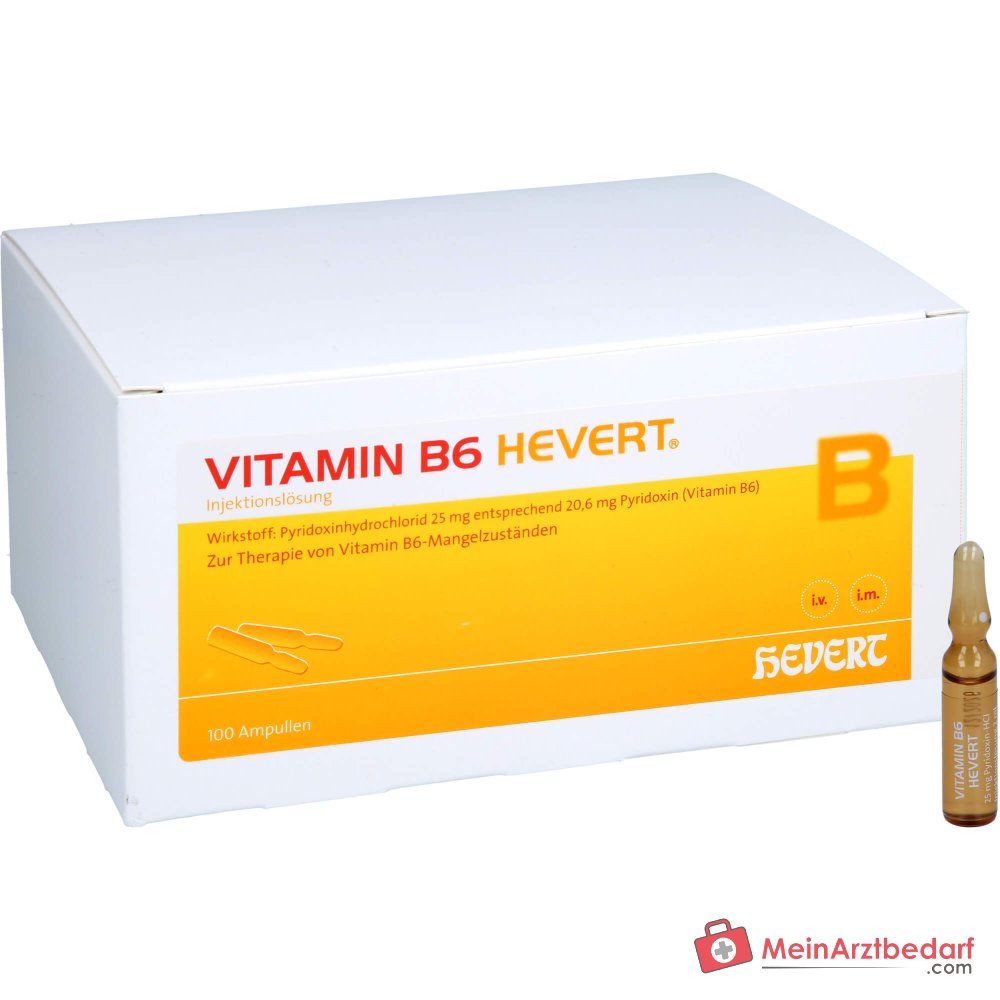 Hevert Vitamin B6 Pyridoxin Injektionslösung Ampullen, 100 Stück