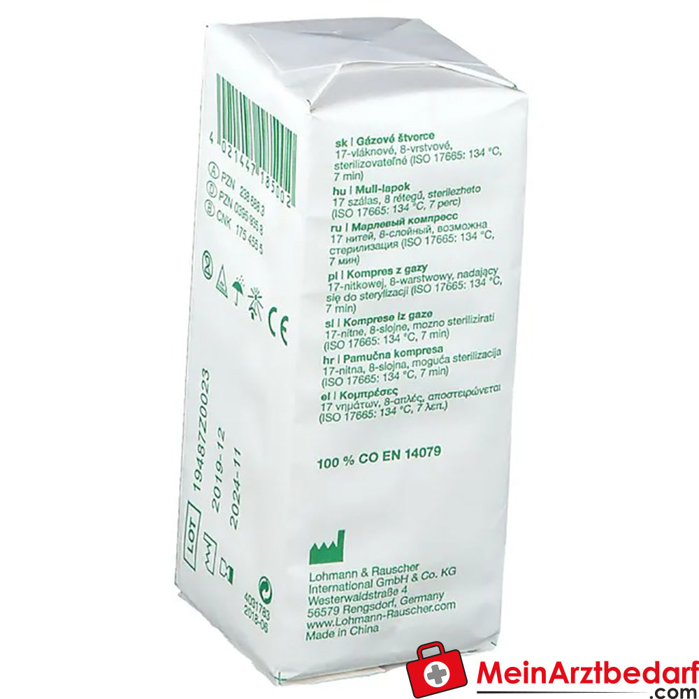 Gazin® Mullkompresse 5 cm x 5 cm unsteril 8 lagig, 100 St..