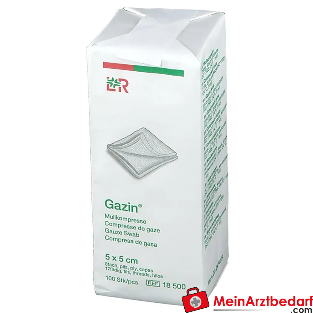 Gazin® Mullkompresse 5 cm x 5 cm unsteril 8 lagig, 100 St..