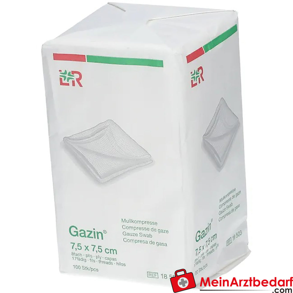 Gazin® Mullkompresse 7,5 cm x 7,5 cm unsteril 8 lagig, 100 St..