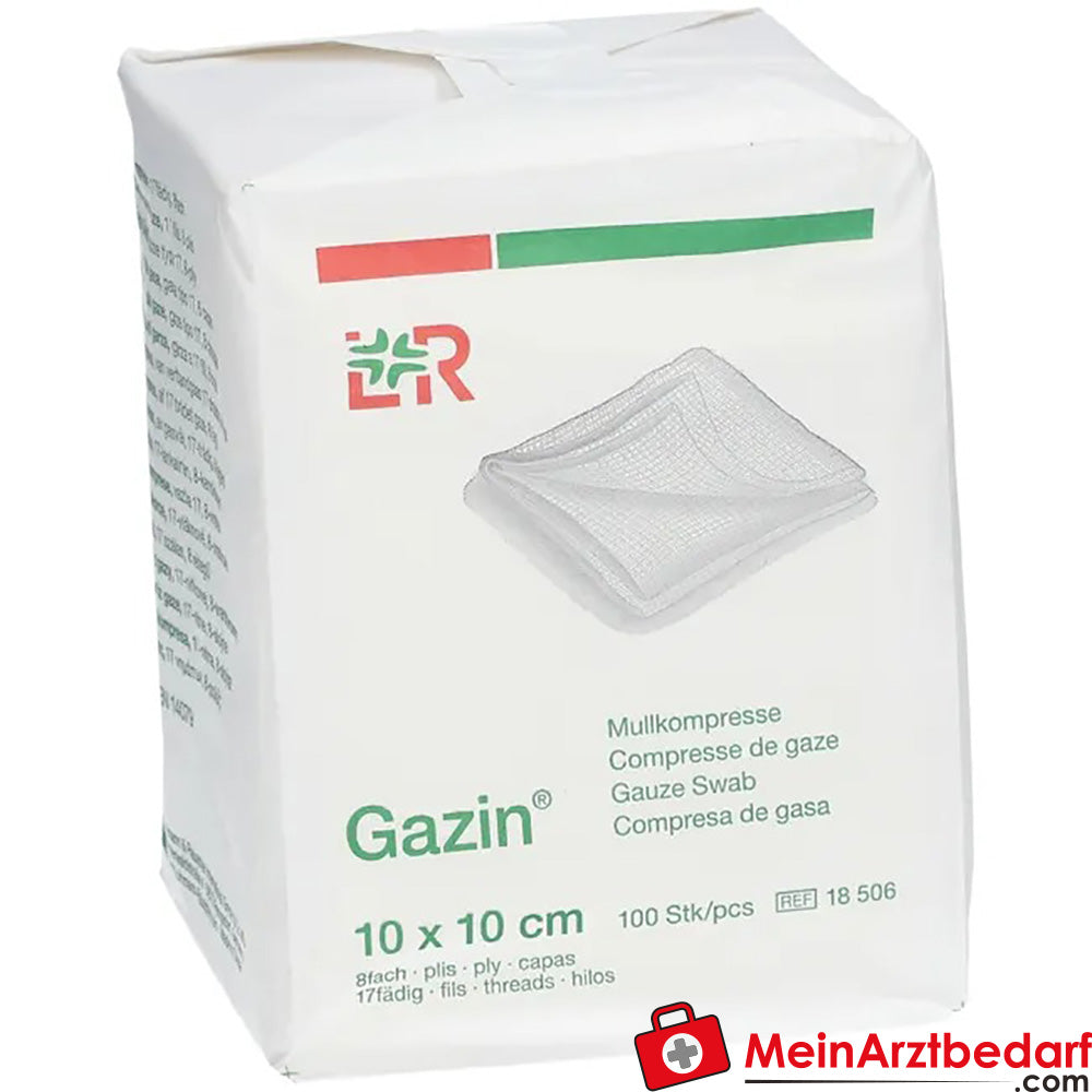 Gazin® Mullkompresse 10 cm x 10 cm unsteril 8 lagig, 100 St..