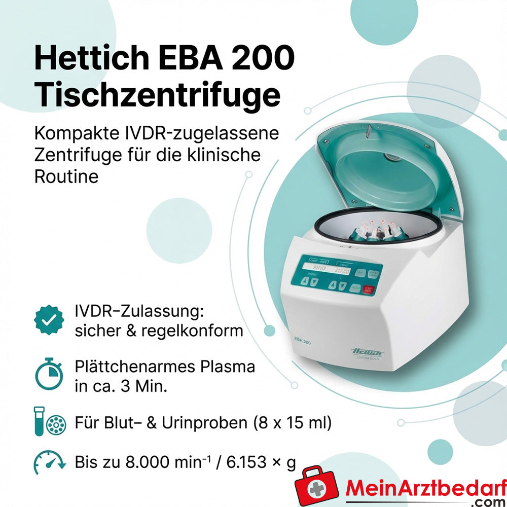 Hettich EBA 200 Tischzentrifuge IVDR‑zugelassen 8×15 ml