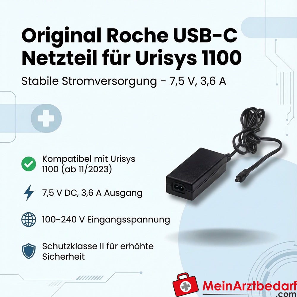 Roche USB-C-voedingseenheid Urisys 1100 7,5 V 3,6 A Voedingseenheid voor modellen vanaf 11/2023
