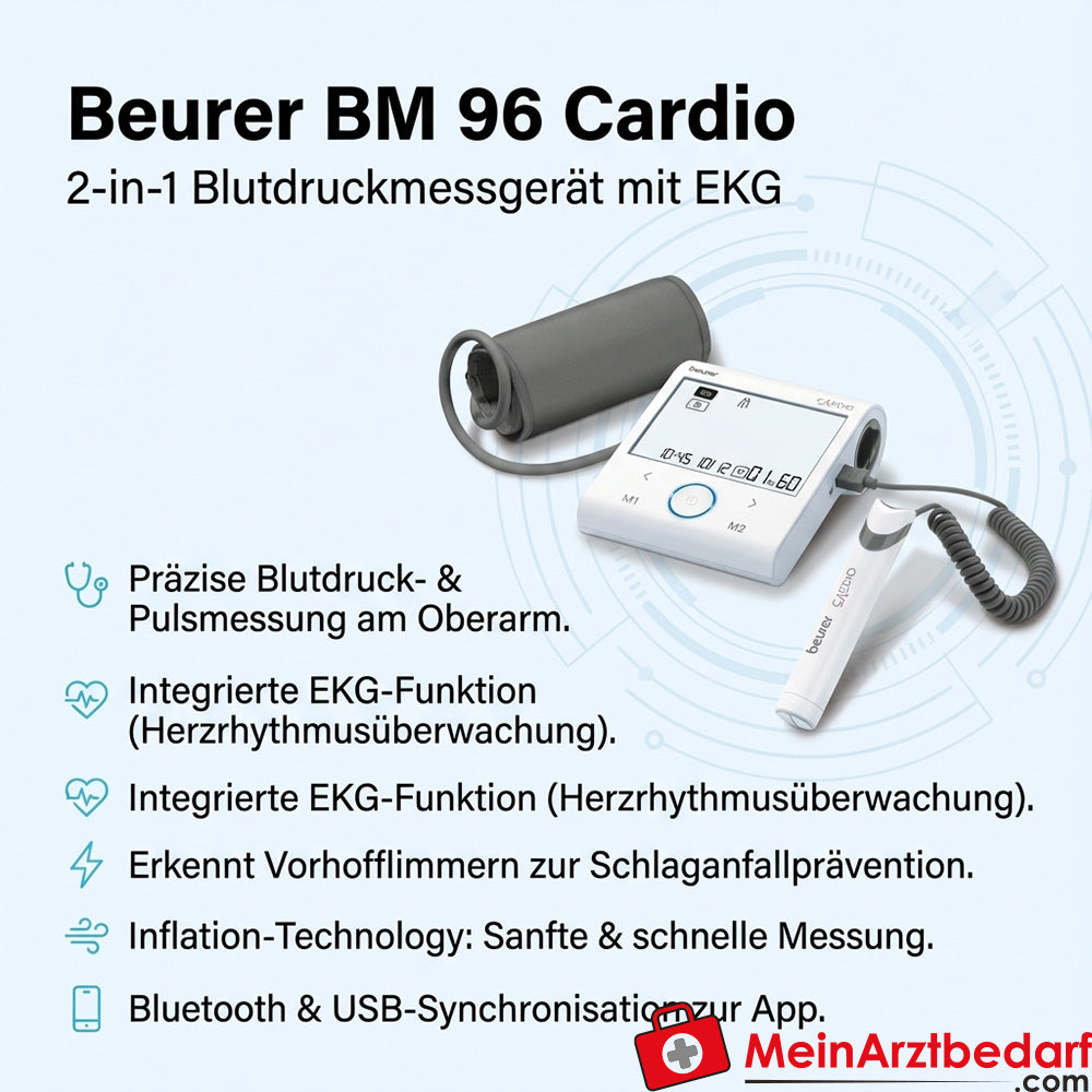 Beurer BM 96 Oberarm-Blutdruckmessgerät mit EKG