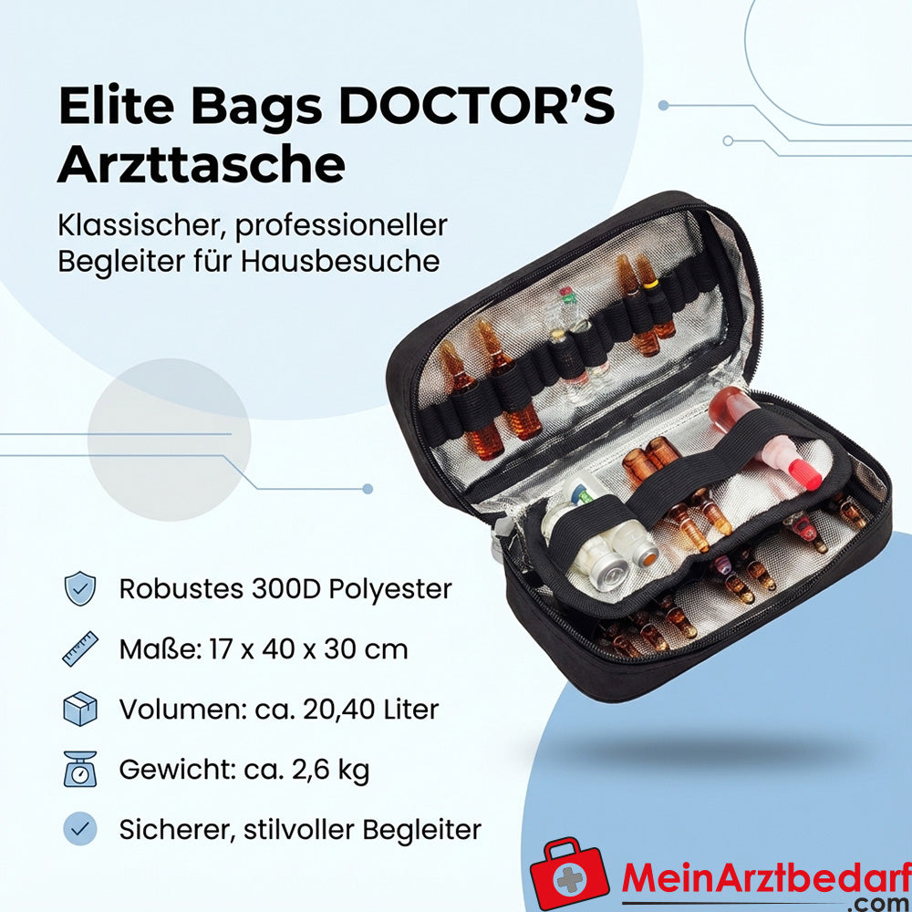 Elite Bags DOCTOR'S mallette de médecin noire 300D polyester 17 x 40 x 30 cm