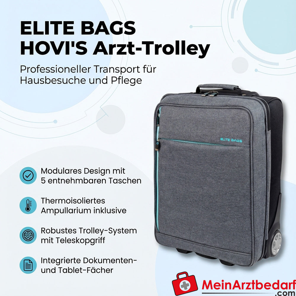 Elite Bags HOVI'S trolley médecin gris chiné 34×47×18 cm 28,5 L ampullarium thermo-isolé poignée télescopique