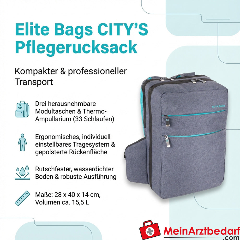 Elite Bags CITY'S Pflegerucksack Grau meliert 28 x 40 x 14 cm 15,5 L Polyester