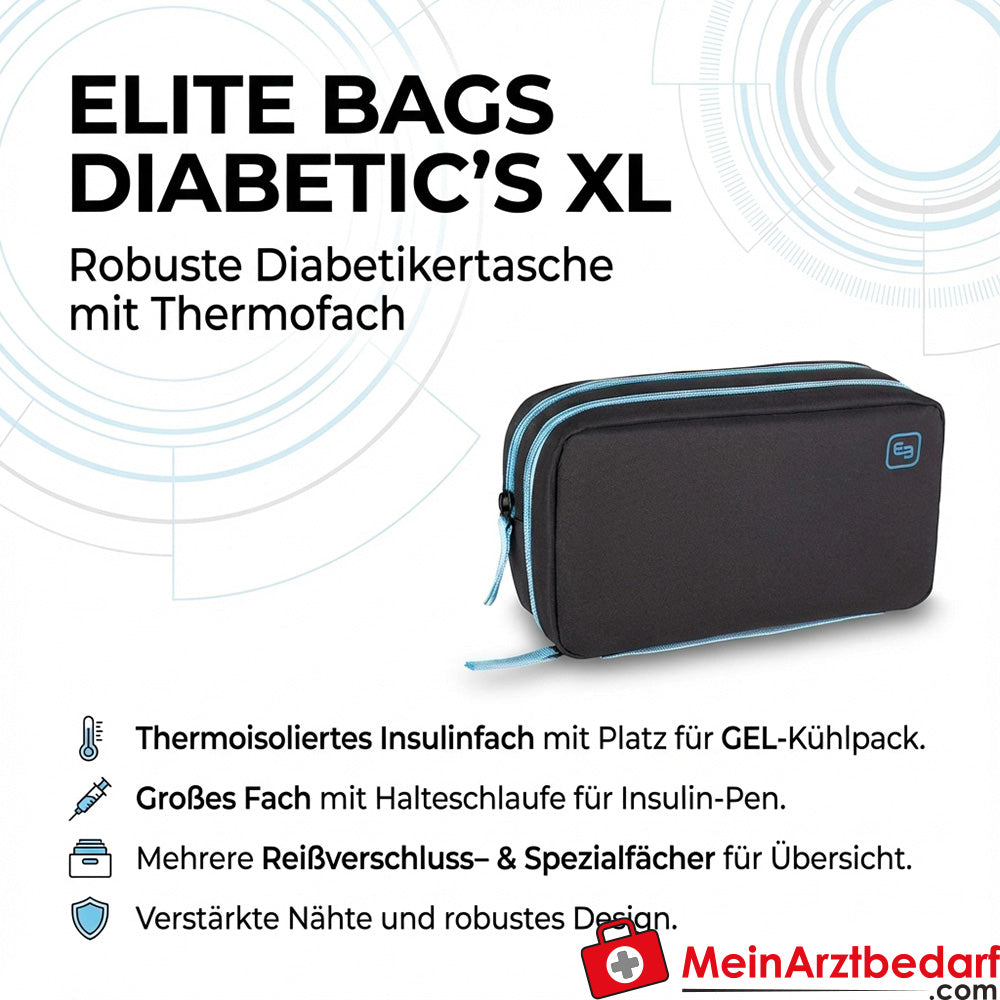 Elite Bags DIABETIC'S XL Sac pour diabétiques avec compartiment à insuline thermo-isolé, gris foncé