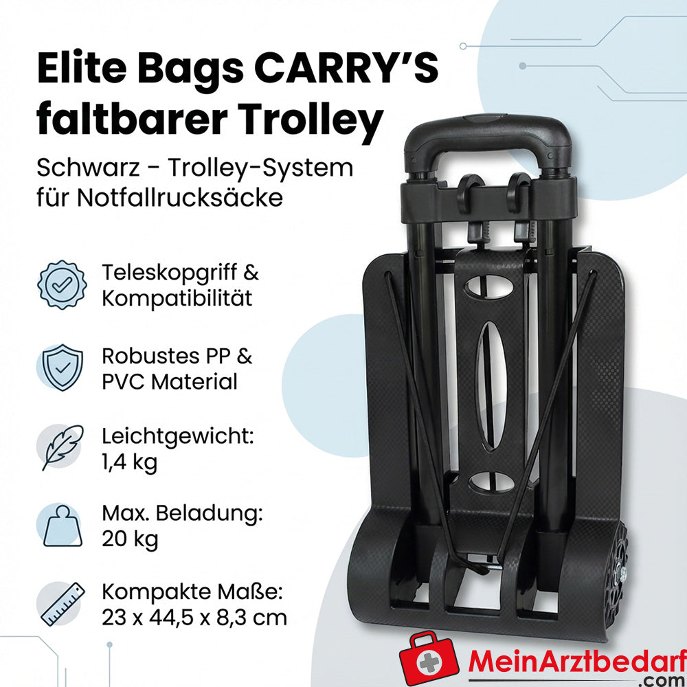 Elite Bags CARRY'S Trolley pliable noir PP/PVC 23 x 44,5 (96,5) x 8,3 cm 1,4 kg chargeable jusqu'à 20 kg