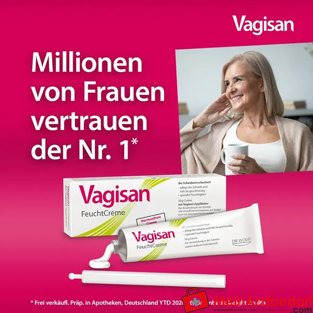 Vagisan FeuchtCreme: Hormonfreie Vaginalcreme bei trockener Scheide – auch vor dem Geschlechtsverkehr, 50g.