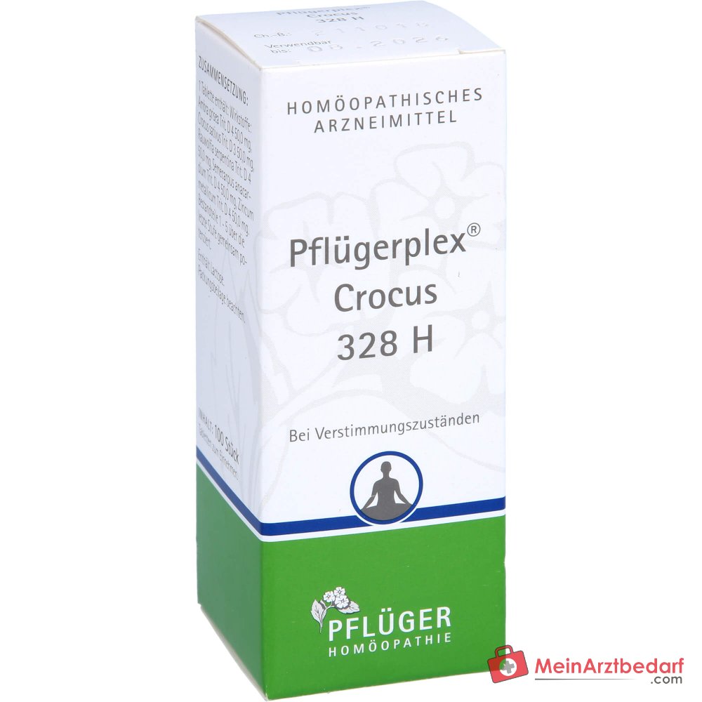Pflügerplex Crocus 328 H Comprimés 100 pcs médicament homéopathique, ingrédients actifs 50 mg chacun