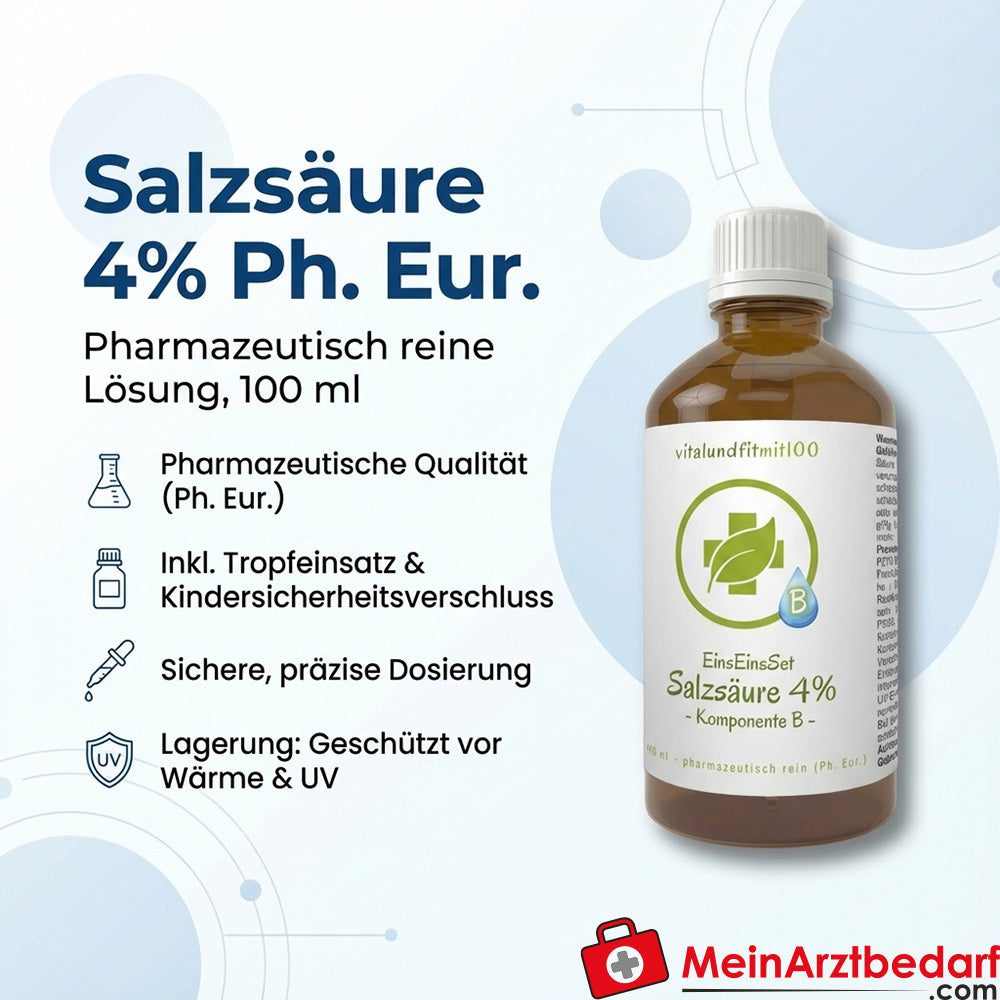 Zoutzuuroplossing 4% Ph. Eur. 100 ml amberkleurig glazen druppelflesje kindveilig