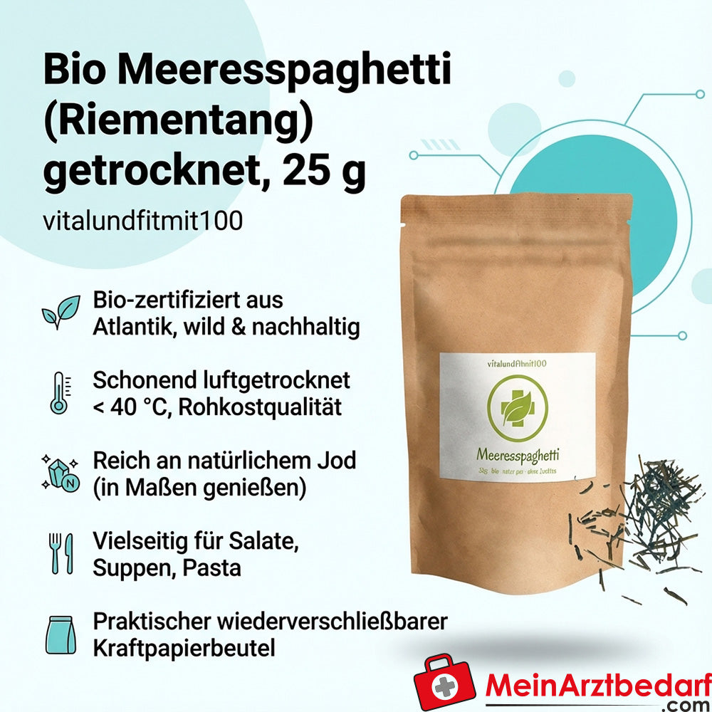 Spaghetti de mer bio (algue rouge) séché 25 g crudités sans gluten riche en iode
