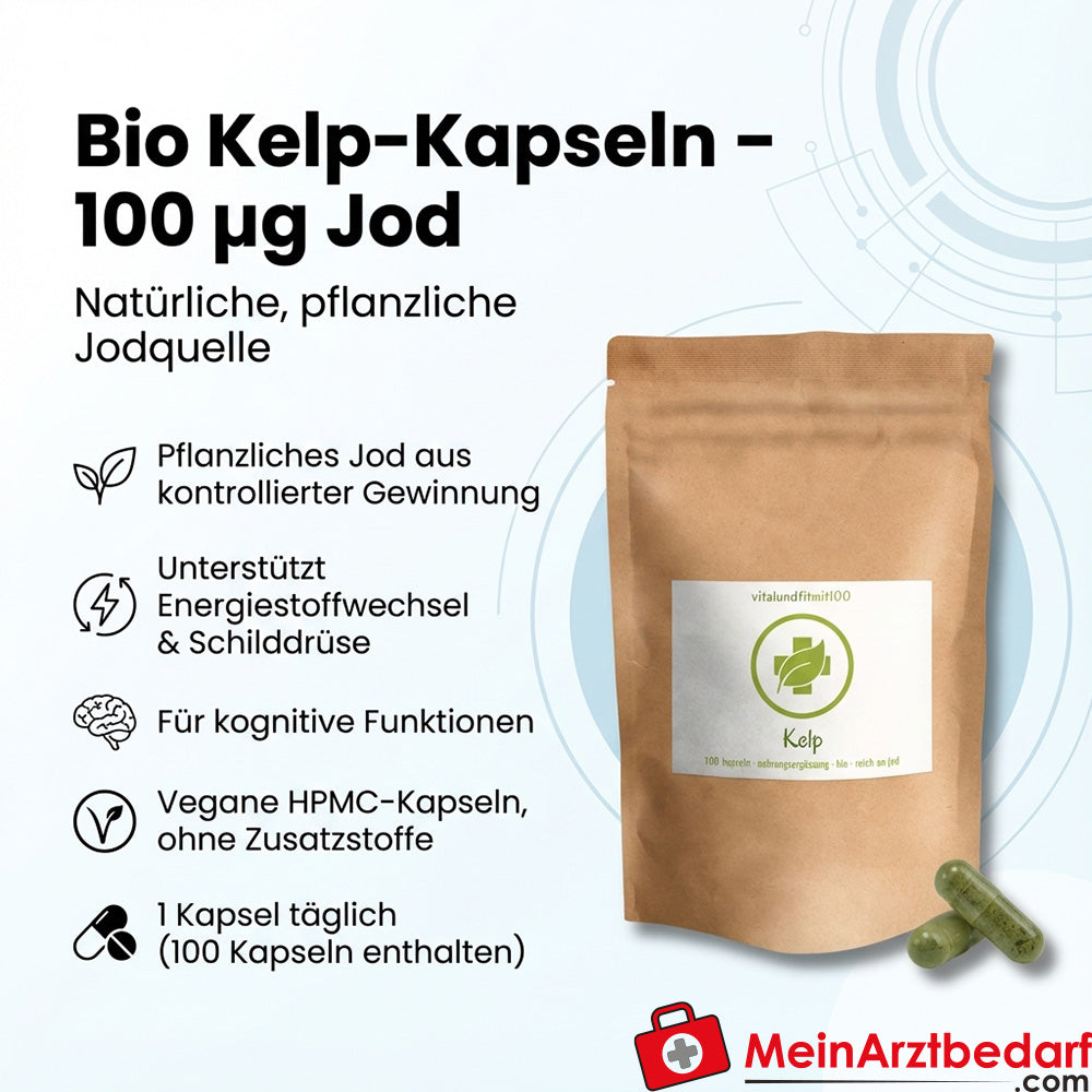 Organiczne kapsułki kelp 100 µg jodu roślinne kapsułki HPMC wegańskie