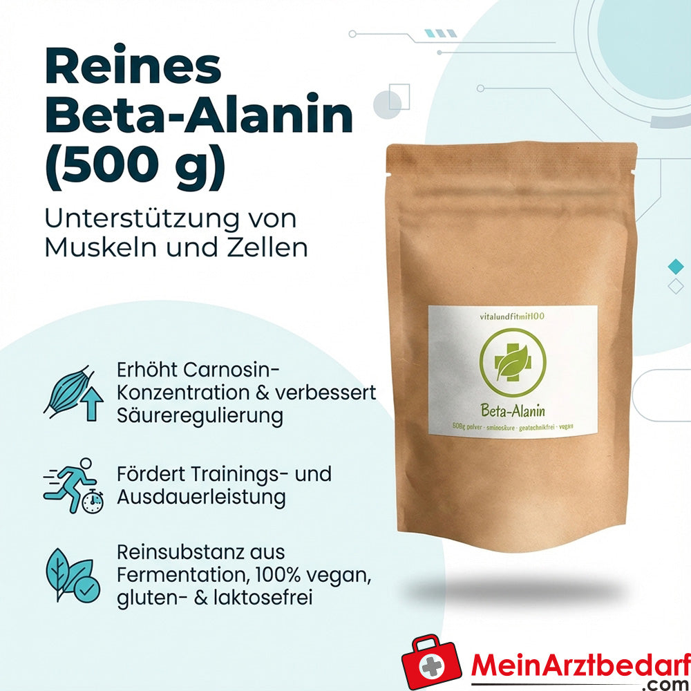 Bêta-alanine en poudre 500 g Acide aminé pur végétalien sans gluten et sans lactose