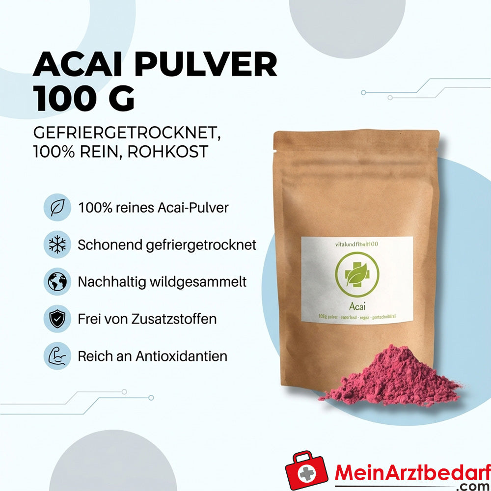 Acai poeder 100 g gevriesdroogd 100% puur rauw voedsel