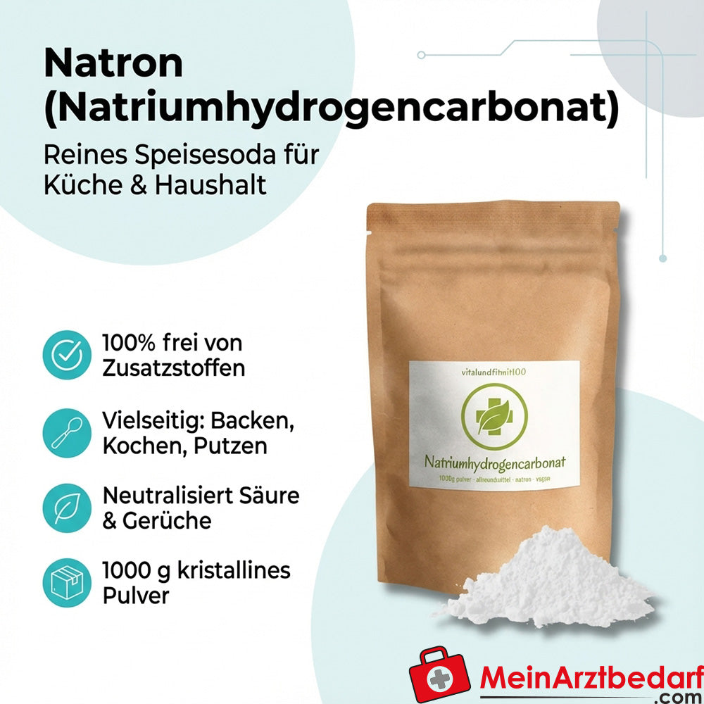 Bicarbonato di sodio (carbonato acido di sodio) 1000 g bicarbonato di sodio - agente lievitante, additivo per la cucina e detergente per la casa