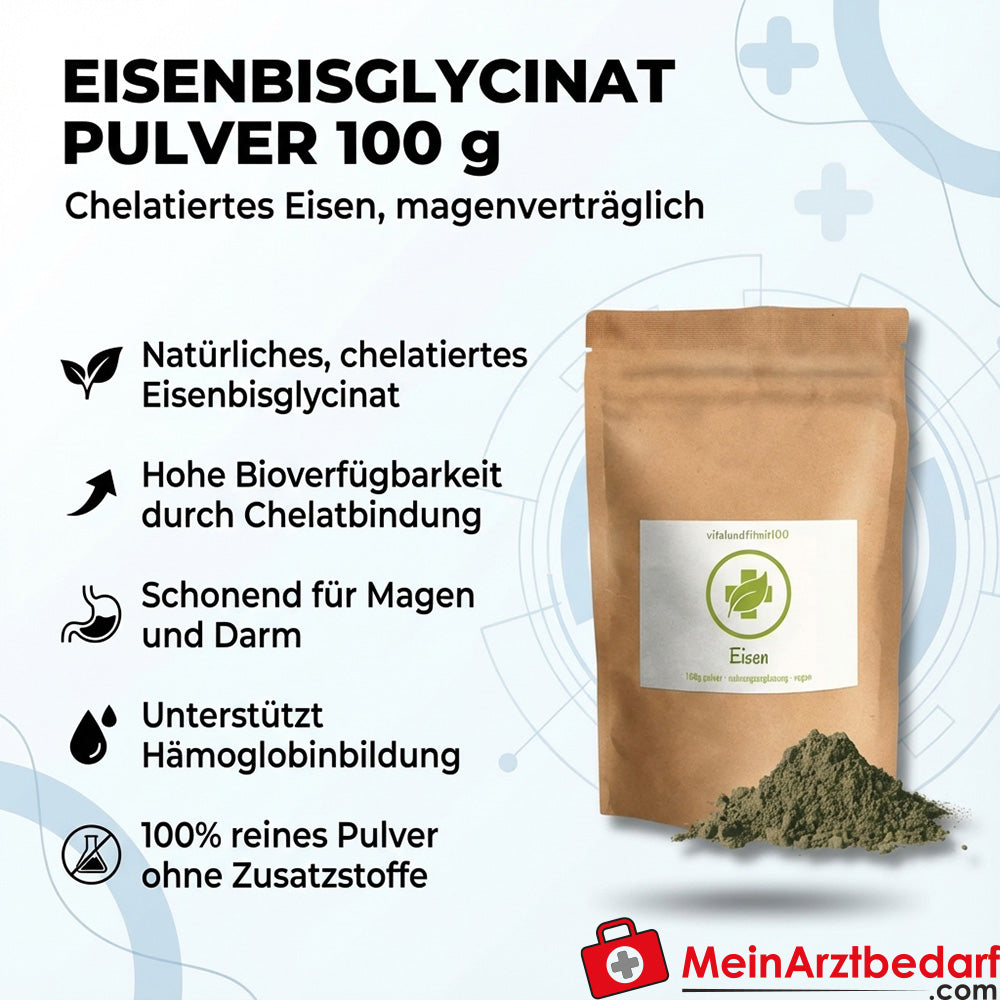Bisglicynian żelaza w proszku 100 g chelatowanego żelaza kompatybilnego z żołądkiem