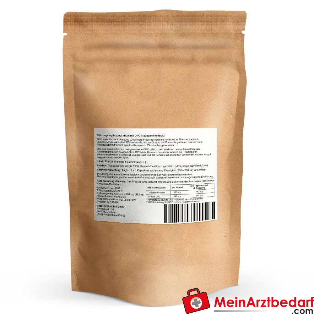 Traubenkernextrakt OPC Kapseln 370 mg.