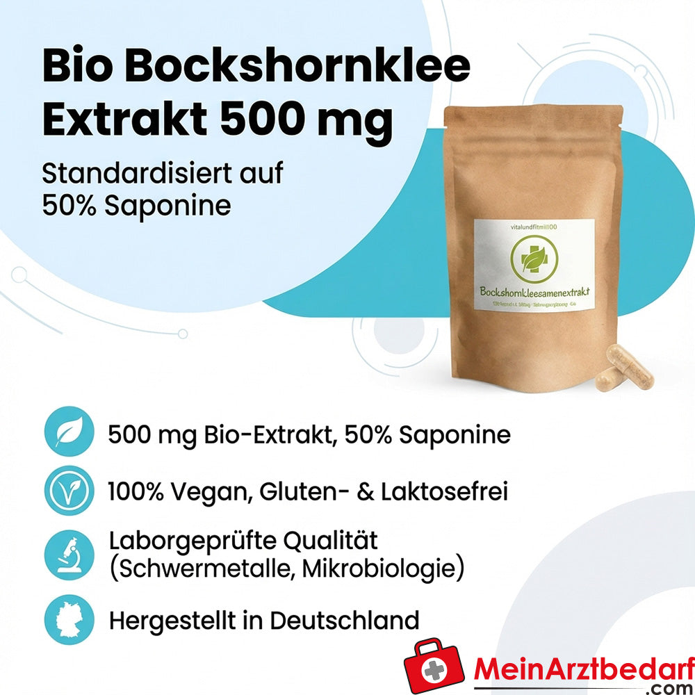 Extrait de fenugrec bio 500 mg gélules 120 gélules végétaliennes 50% saponines