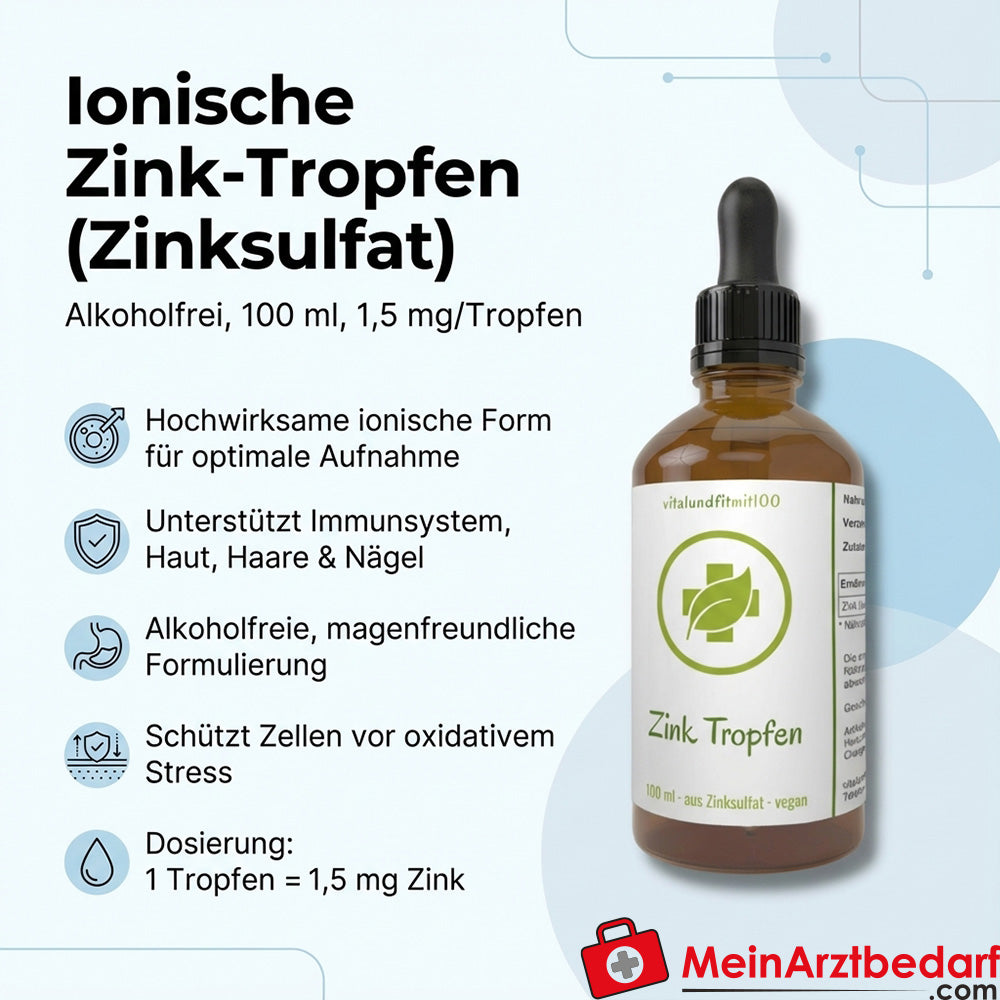 Gouttes ioniques de zinc (sulfate de zinc) 1,5 mg/goutte sans alcool