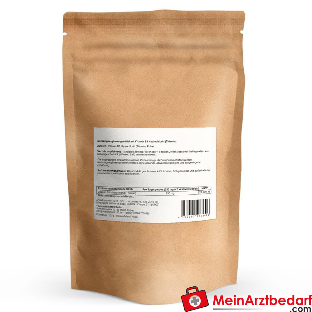 Vitamin B1 Hydrochlorid (Thiamin) Pulver 100 g.