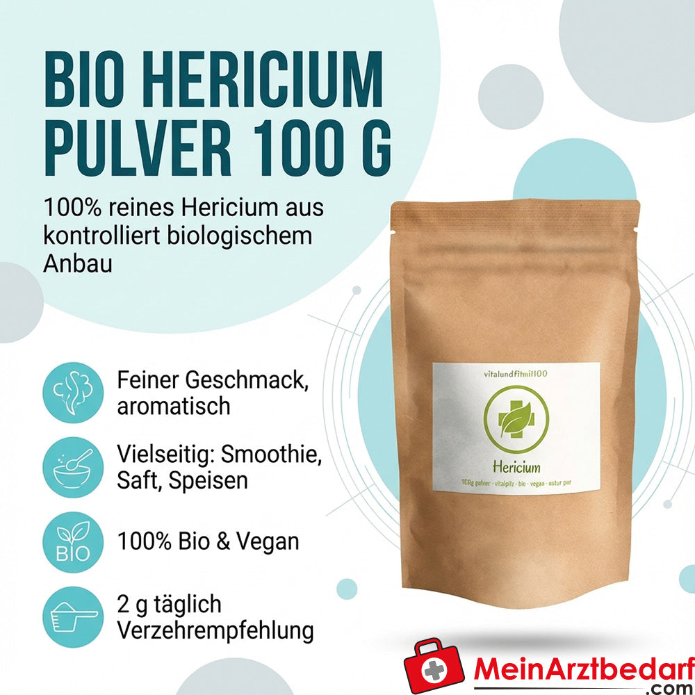 Poudre d'Hericium bio 100 g Champignon vital Hericium erinaceus