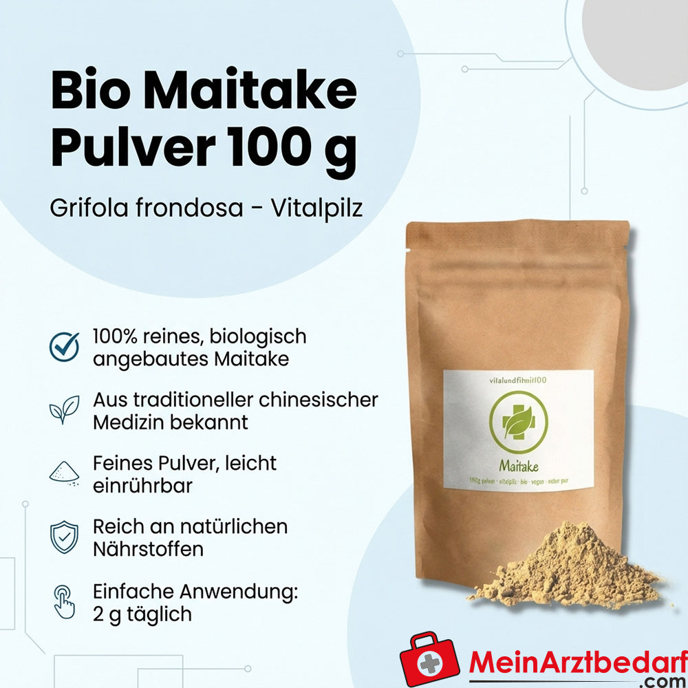 Maitake ecológico (Grifola frondosa) suplemento de hongos medicinales en polvo 100 g