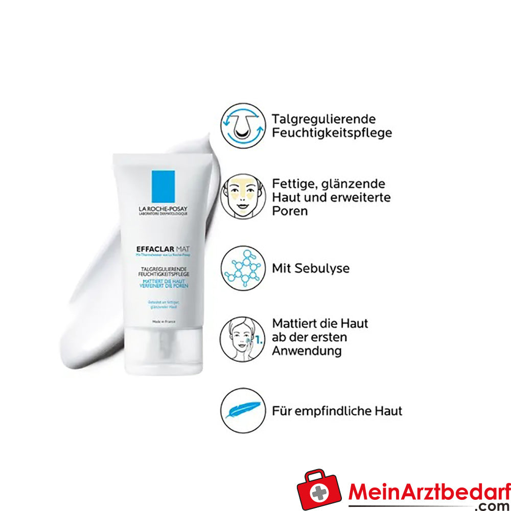 La Roche Posay EFFACLAR MAT Gesichtspflege für unreine Haut, die zu übermäßigem Glanz neigt, 40ml.