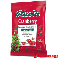 Ricola® Schweizer Kräuterbonbons Cranberry ohne Zucker, 75g.