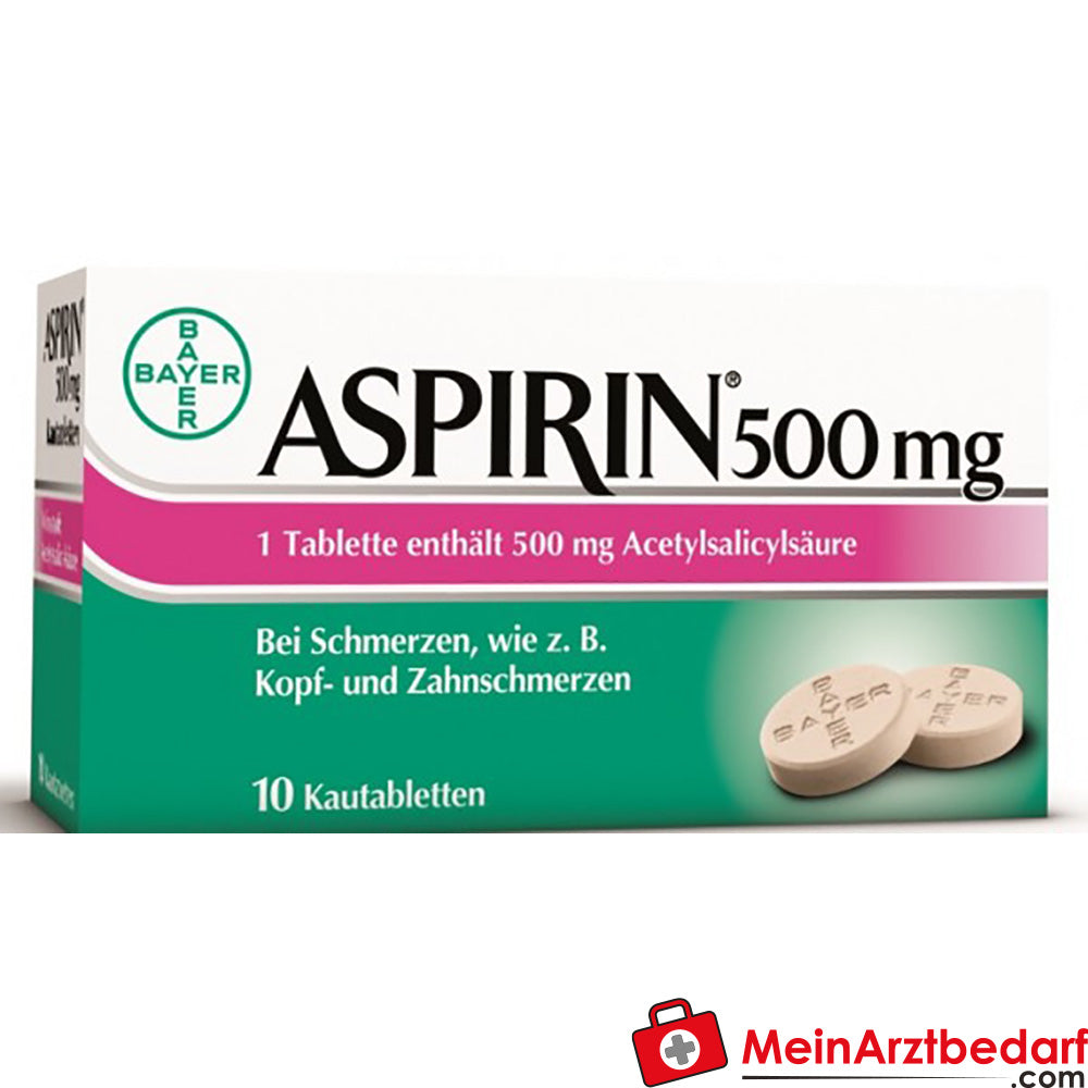 Aspirine 500 mg kauwtabletten 10 stuks, sinaasappelsmaak