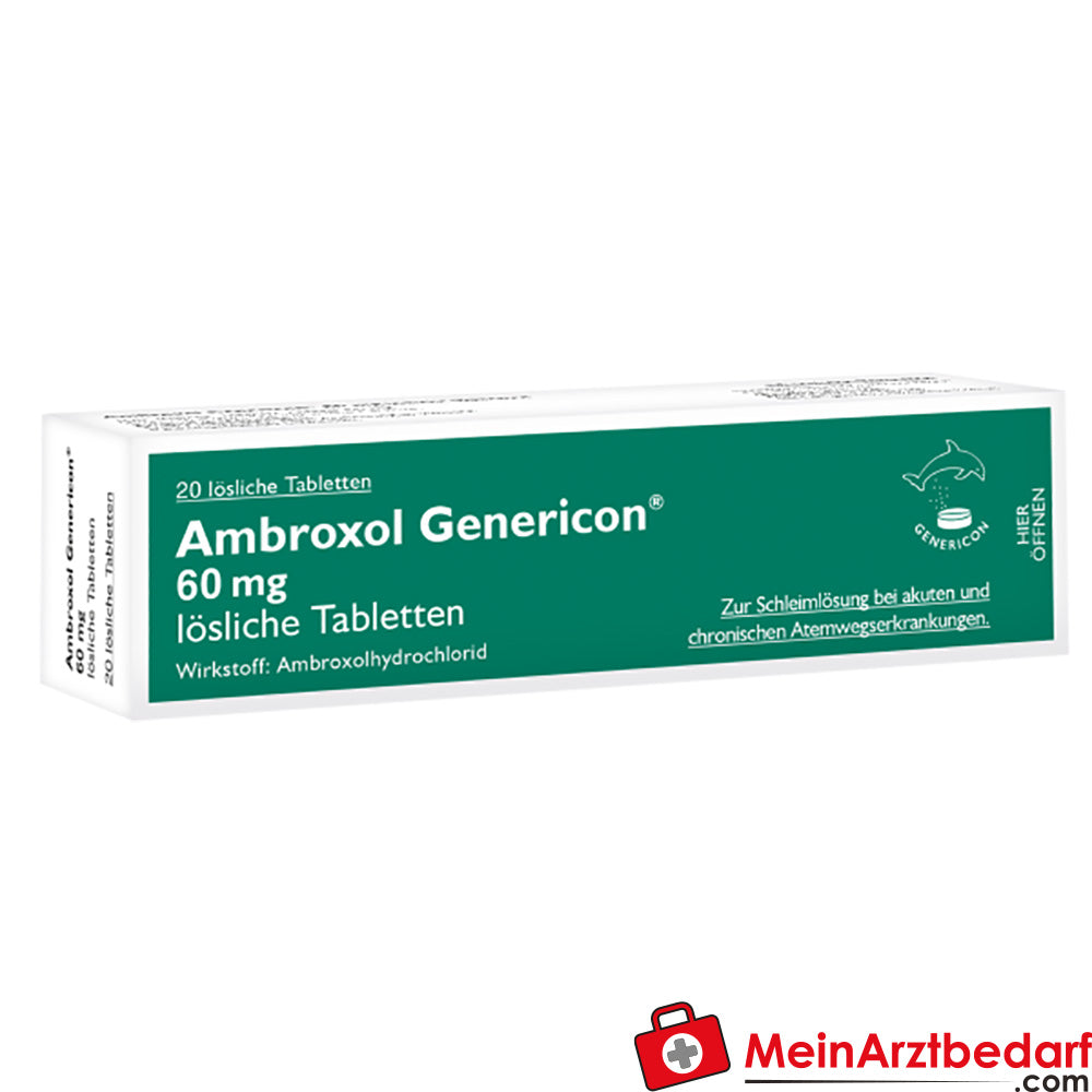 Genericon Ambroxol 60 mg oplosbare tabletten 20 st. voor hoest, slijmoplossend
