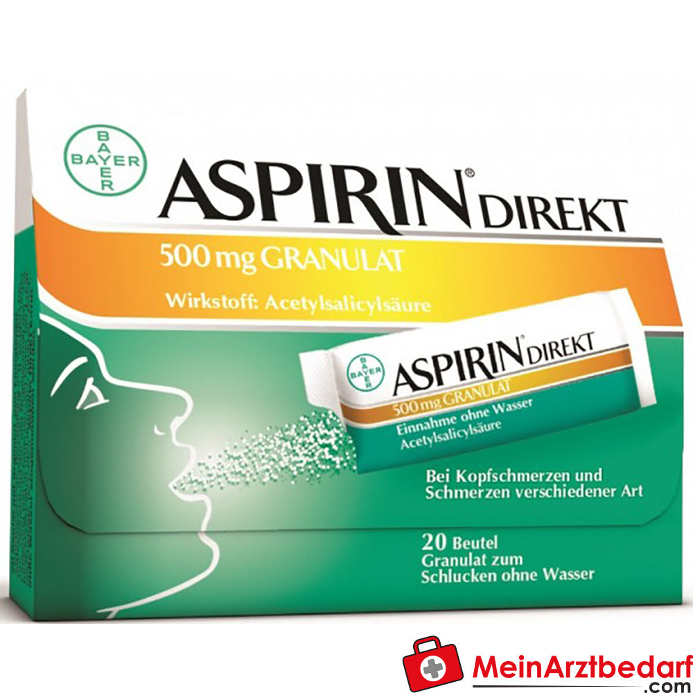 Aspirine Direct 500 mg granulaat 20 sachets, pijnstiller zonder recept
