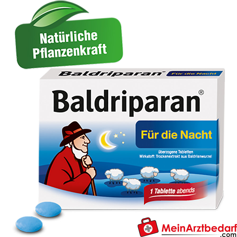 Pfizer Baldriparan Comprimés de nuit 60 pièces - Extrait sec de valériane, en cas de troubles du sommeil à partir de 12 ans